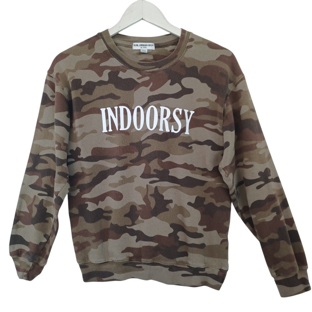 Sub Urban Riot Camouflage INDOORSY Sweatshirt Crewneck Women's Size S